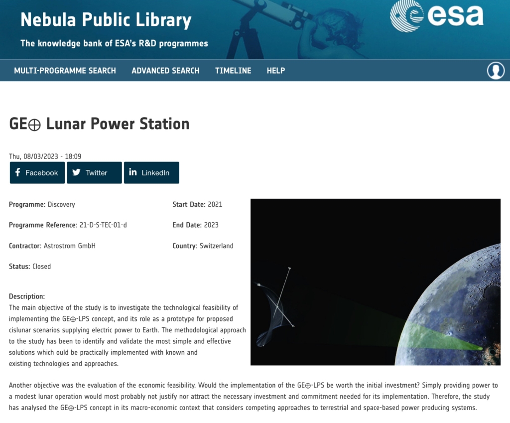 ESA Nebula Archive of the GEO-LPS study